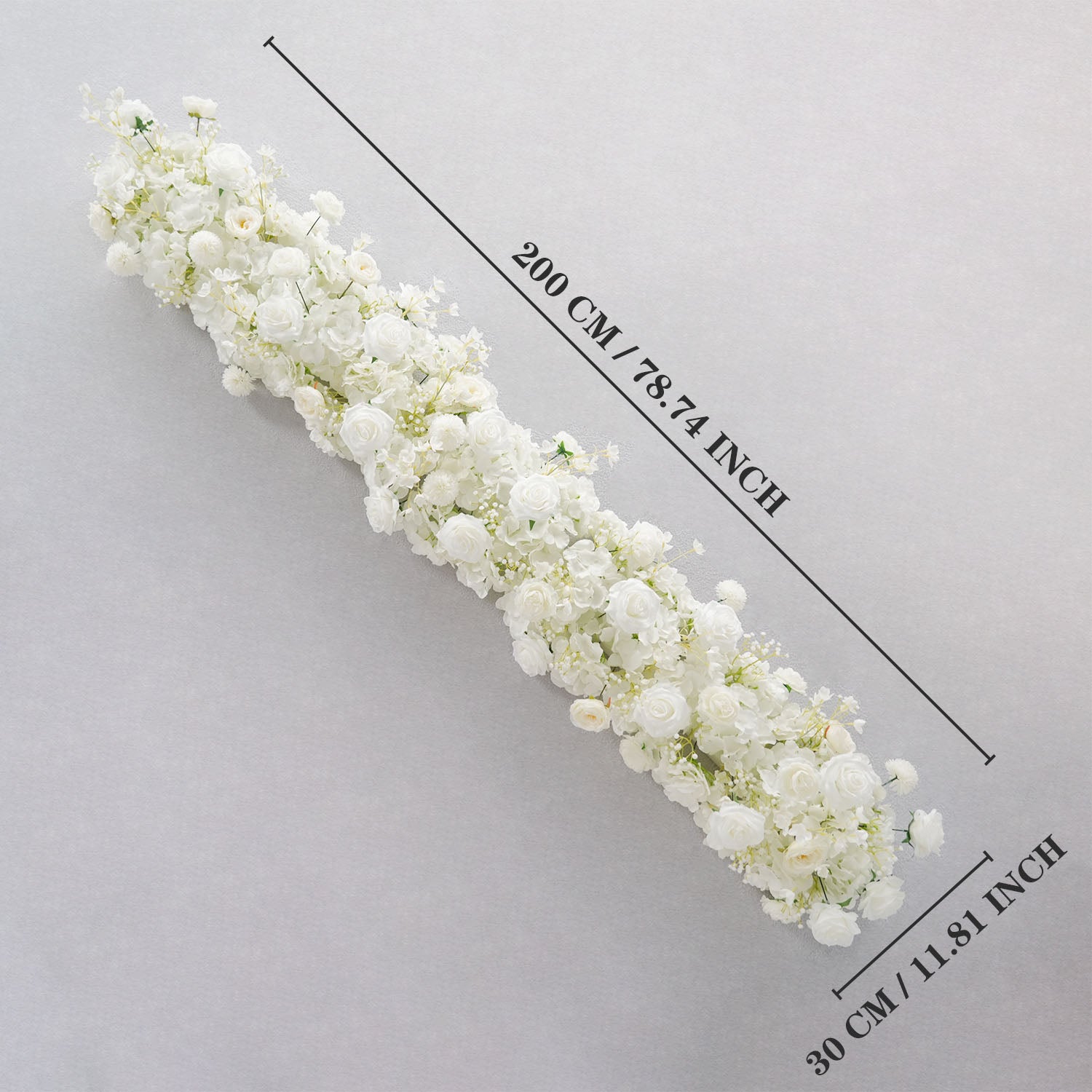 Uflower White Rose Table Runner Sofa Floral Wedding Backdrop Decor